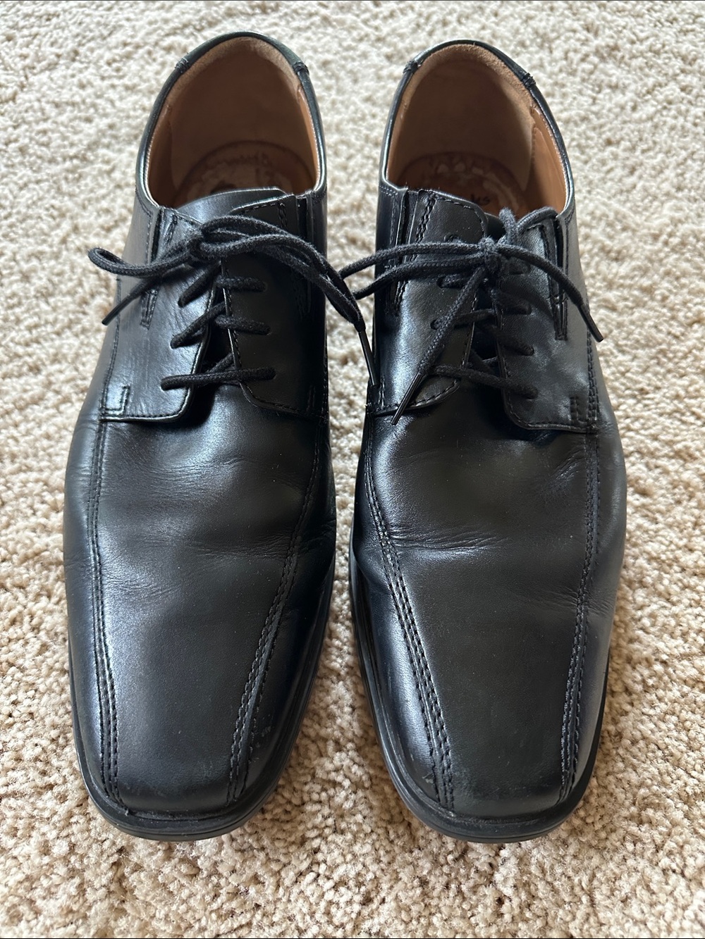 Clarks Black Leather Lace-Up Derby Shoes